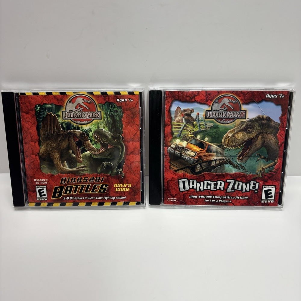 Jurassic Park PC Games Bundle - Dinosaur Battles Danger Zone! TESTED CIB
